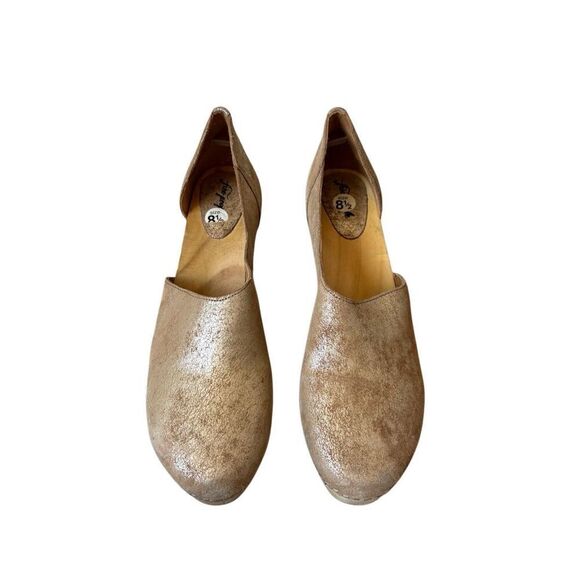 Free People Monroe Clogs size EU 40 US 8.5 Chunky Gold Foiled Tan Patent Leather - Picture 4 of 13